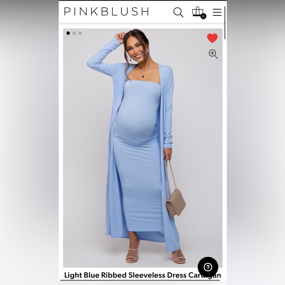Light Blue Ribbed Sleeveless Dress Cardigan Maternity Set - PinkBlush Maternity
